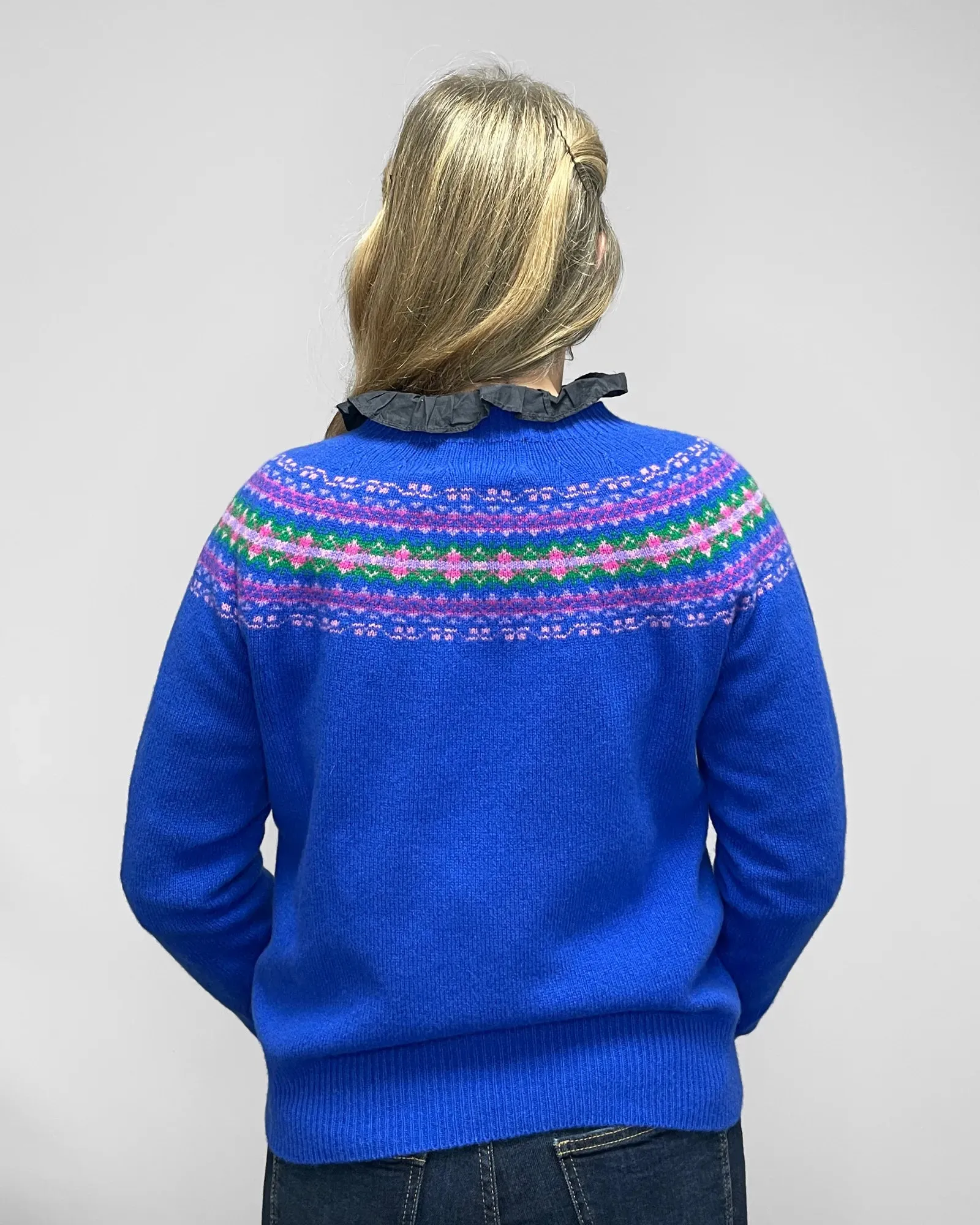 Women's Knitted Fair Isle Jumper (L5226/7) - Lapis