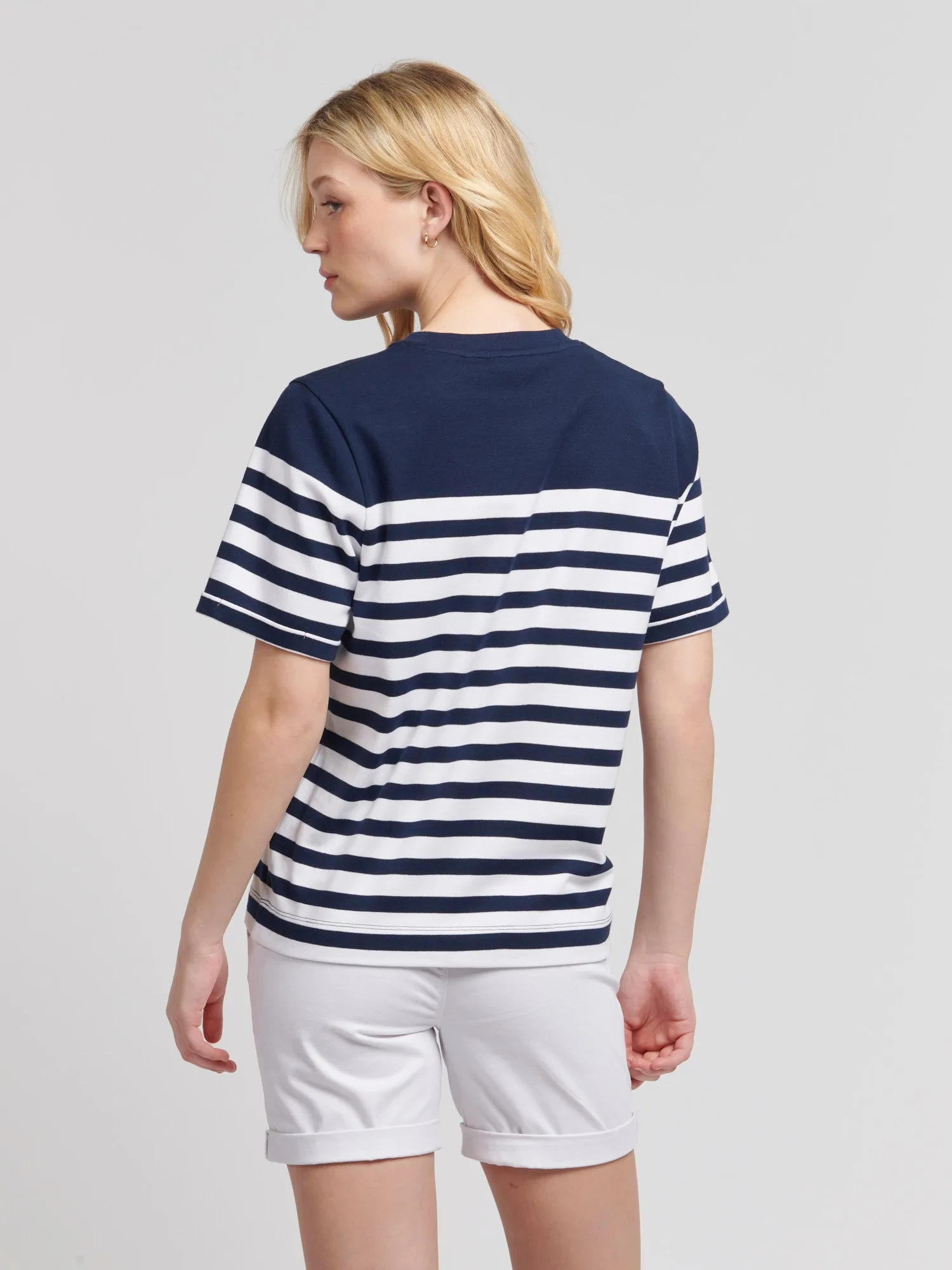 Womens Regular Fit Engineered Stripe T-Shirt in Navy Iris