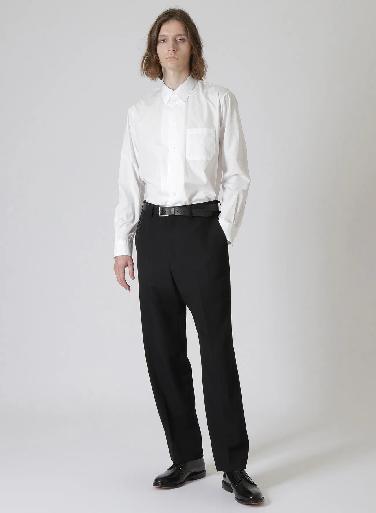 WOOL GABARDINE NON-PLEATED PANTS