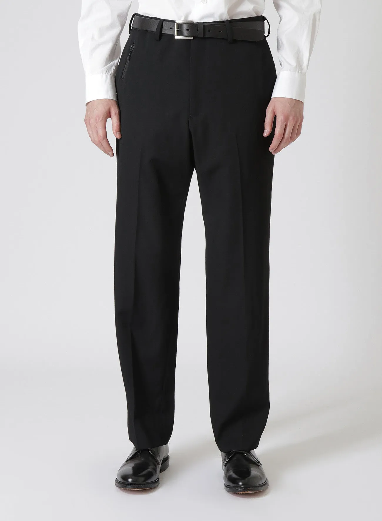 WOOL GABARDINE NON-PLEATED PANTS